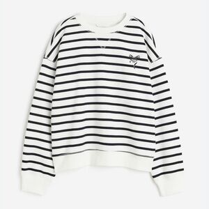 H&M Striped Crewneck Sweatshirt Cream Black Bisou
